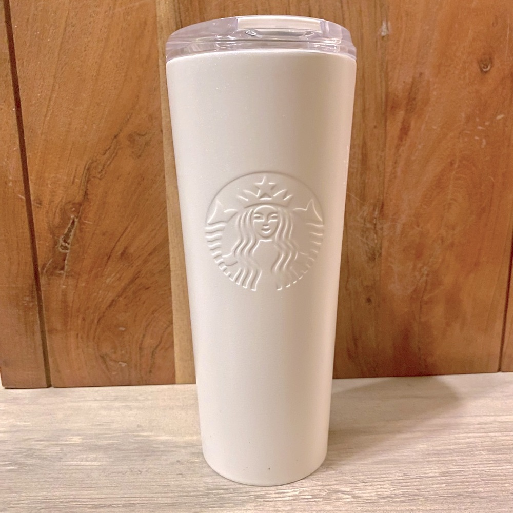 STARBUCKS White 16oz Metal Tumbler